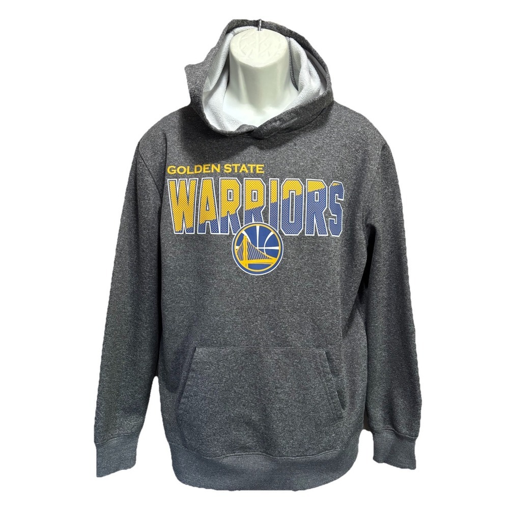 NBA Golden State Warriors Hoodie Gray Graphic Logo Pullover Sweatshirt Size M